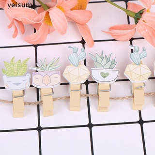[yei] 10 piezas clip de madera de cactus clip de madera de boda lindo clip de pared de fotos 586co