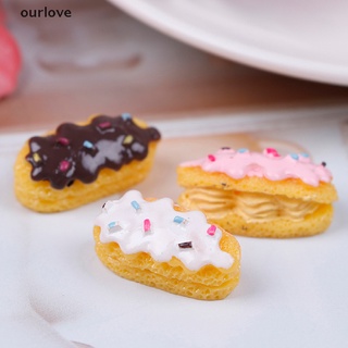 [ourlove] 3pcs casa de muñecas miniatura pan comida desayuno snack postre para decoración de casa de muñecas [ourlove]