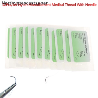 northvotescastsuper 12 unids/set de hilo médico de monofilamento de nailon con aguja quirúrgica sutura entrenamiento nvcs (1)