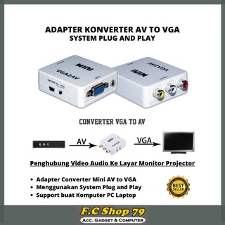 Más barato Mini AV a VGA Audio Video convertidor adaptador a Monitor de TV proyector Monitor Plug and Play soporte para PC ordenador portátil