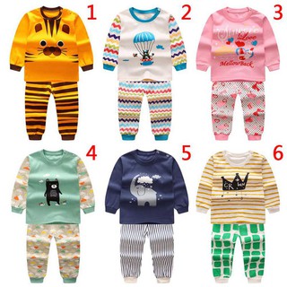 0-4 años bebé impreso ropa conjunto de manga larga Tops + pantalones conjunto ropa de dormir