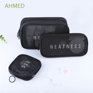 AHMED Women Digital Storage Bag Breathable Makeup Bag Organizer Travel Fashion Men Mesh Multi-function Cosmetic Pouch