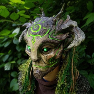 Máscara decorativa para fiestas de halloween, de látex Natural, en forma de elfo, para disfraz, Cosplay, verde
