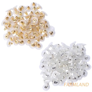 FARMLAND 100Pcs Hypoallergenic Bullet Earring Back Safety Clutch with Pad Accessories New