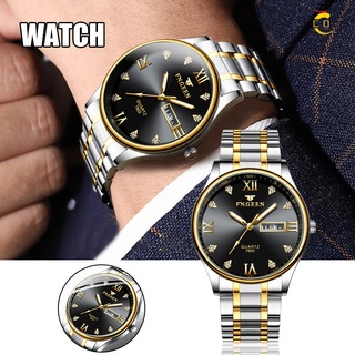 reloj de cuarzo de los hombres con correa de acero blanco luminoso profundo impermeable moda multifunción reloj regalos para hombres ubv