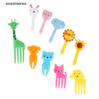 10pcs mini animal farmkids tenedor de frutas de dibujos animados snack pastel postre comida palillo de dientes. (1)