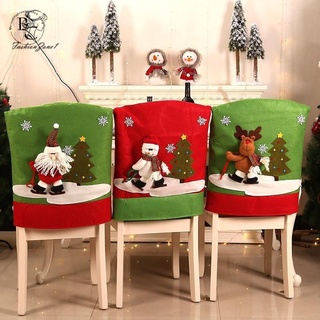 1Pc 3D navidad silla de comedor cubre Santa Claus muñeco de nieve alce decoración