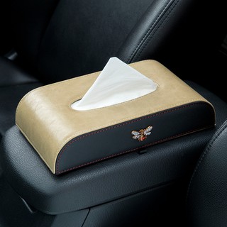 Caja de pañuelos de coche asiento reposabrazos caja fija coche bandeja de cartón creativo coche interior servilleta bandeja de suministros interiores (7)