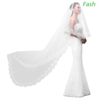 Fash blanco Puro velo De boda 3 M largo Bordado Floral encaje encaje Bordado De novia 1 capa accesorios para fiestas sin peine