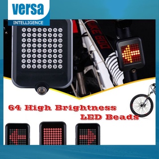 64 LED De giro Automático Indicador De Bicicleta trasera Taillight USB recargable Ciclismo advertencia señales De giro Luz versalida
