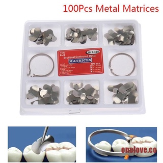 ONELOVE 100Pcs Dental Matrix Sectional Contoured Metal Matrices No.1.398 lmws 2 Rings