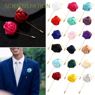 SCIENTISTATION Jewelry Rose Flower Brooch Lapel Pin Best Man Corsage Groom Boutonniere Brooch Flower Bridal Wedding Decor Clothes Accessory Fashion Brooch Pin Golden Leaf Men Wedding Boutonniere/Multicolor
