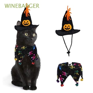 winebarger para gato perro halloween fiesta gato disfraz araña web mascota sombrero gato collar calabaza mascota suministros kawaii gato vestir halloween cráneo patrón gato calabaza sombrero
