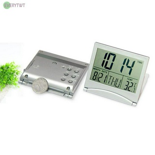 LCD Digital Plata Reloj De Pared/Mesa Con Calendario Temperatura Despertador Nuevo Y Alta Calidad (3)