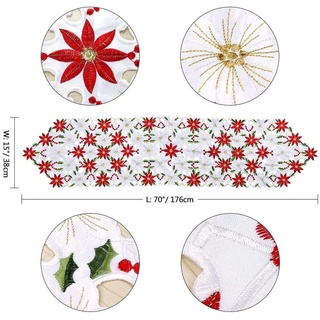 CABATU Vintage Table Runner Party Table Cover Tablecloth For Home New Year Christmas Decoration Restaurant Embroidery Wedding Banquet Placemat/Multicolor (3)