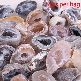 【ambiel】5Pcs Geodes Oco Agate Natural Crystals Druzy Halves Quartz Spe
