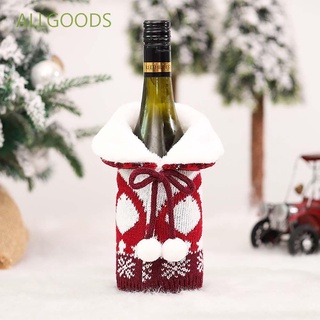 Allgoods lindo botella de vino cubierta de felpa bola de navidad adorno de navidad decoración de punto creativo cena champán casa mesa decoración/Multicolor