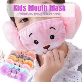 lindo cálido máscara de felpa orejeras protección de oído dos en uno niños oso de dibujos animados máscara