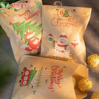 vanas 24sets rojo fox navidad kraft bolsas de papel galletas bolsas de galletas bolsa de navidad pegatinas de fiesta favor caramelo bolsa de nieve bolsa de embalaje bolsas de regalo
