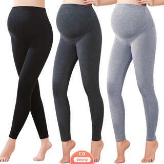 PEONYFLOWER Fitness Slim Leggings Color sólido tela de maternidad mujeres embarazadas moda acogedor cintura alta flaco embarazo Yoga pantalones/Multicolor
