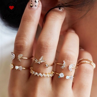 7 unids/Set Vintage flor de cristal anillo de mariposa para mujeres niñas/extremada mujer articulación joyería de dedo/regalos encantadores para niñas amigos/anillos de fiesta elegantes/joyería Popular para mujeres