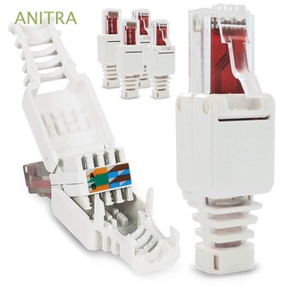 ANITRA 8P8C RJ45 Connector Ethernet Cable CAT6 Plug Connectors Portable POE Tool-less CCTV No Crimp Crystal Head/Multicolor