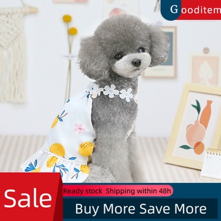 gooditem perro camisola vestido bayberry impresión de dos patas de algodón con volantes dobladillo sin mangas falda para el verano