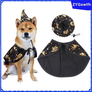 Dog Cat Cloak Hat Witch Wizard Halloween Costumes Cape Clothes Pet Supplies
