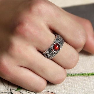 ❤Vintage ajustable anillo de plata liso/Unisex Pixiu Lucky Open anillo/ Feng Shui amuleto riqueza anillo/ hombres mujeres accesorios de joyería cr3e