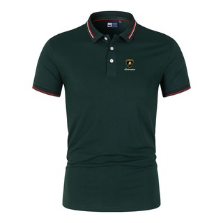 Men's Classic Polo Shirt Short Sleeve Formal Lamborghini Office Business Casual Lapel Fashion Golf Polos Tennis Shirt Plus Size