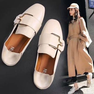 Zapatos planos de mujer2020Otoño nuevo estilo coreano Slip-on abuelita Peas zapatos Internet CelebritychicZapatos de cuero pequeños marea