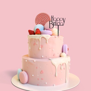Decoración de tartas de fiesta de futuro decoración de tartas de cumpleaños feliz cumpleaños acrílico decoración de tartas de boda decoración de tartas de cumpleaños acrílico Cupcake Topper/Multicolor (9)