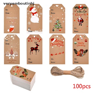 (hotsale) 100pcs feliz navidad etiquetas de papel kraft etiqueta de regalo etiqueta diy colgar etiquetas regalo {bigsale} (1)