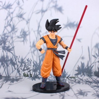 Anime Dragon Ball Son Goku Holding Stick Figura Muñeca Colección Adornos