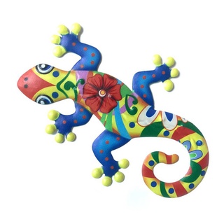 [9.6] metal gecko decoración de pared gecko arte artesanía esculturas lagarto para patio trasero al aire libre