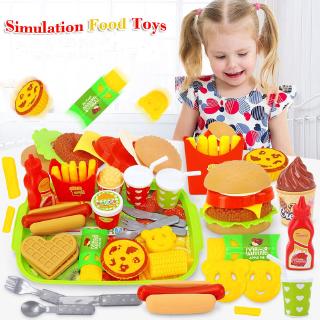 Los Niños Pretenden Simulación De Alimentos Juguetes De Bebé Juego De La Casa De Hamburguesas Hot dog Patatas Fritas Cocina Conjunto De Comida Rápida Educativos