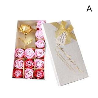 12 Soap Flower Gold Leaf Rose Gift Box Creative Tanabata Day Valentine's Day Teacher's Gift C4L5