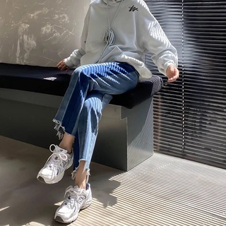 [precios al por mayor] color coincidencia jeans mujer 2021 nuevo coreano cintura alta recta pantalones mostrar delgado estilo hong kong pantalones largos ins