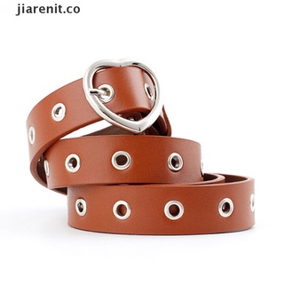 [jiarenit] cinturón de cuero con hebilla de corazón para mujeres/niñas/cinturón con agujero de metal punk/cinturón co