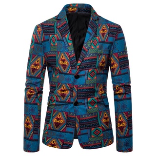 [gcei] para hombre casual vintage impreso étnico vestido floral traje slim fit chaqueta blazer