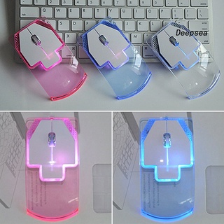 [DPS] Mouse Óptico Luminoso Inalámbrico Ultrafino Transparente De 2.4 Ghz Creativo Para PC/Laptop