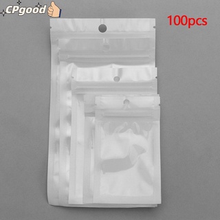 cladpositionan 100pcs blanco/transparente cremallera al por menor bolsa de embalaje auto sello plástico poly pack colgante agujero