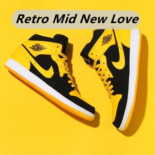 108 Colores Nike Air Jordan 1 Retro Mid Nuevo Love 2017 Negro Amarillo Alta Parte Superior Zapatos Deportivos (1)