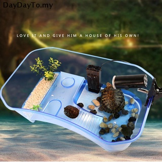 [Daydayto] caja de alimentación para reptiles Vivarium para tortugas, con plataforma para tomar el sol [MY]