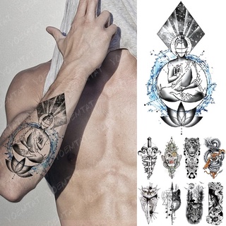 Sell Well Waterproof Temporary Tattoo Sticker Lotus Wisdom Ocean Buddha Shakyamuni Flash Tatto Wolf Lion Body Art Arm Fake