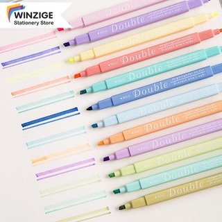 Winzige 12Colors Color caramelo fluorescente juego de bolígrafos de doble punta Morandi rotulador resaltador suministros de escritura