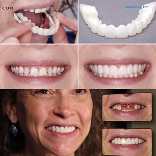 am 2pcs silicona simulación parte superior inferior dientes dentadura blanqueamiento falso cubierta dental (6)