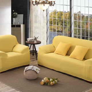 [qku] Solid Color Sofa Cover All-inclusive High Elasticity Plush Sofa Cover