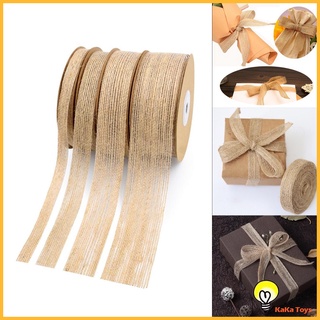 Un rollo de tela de arpillera tejida cinta 10 yardas, cinta de árbol de navidad para manualidades, adornos de boda de yute, Natural (7)
