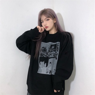 Estilo coreano suelto oversize moda casual manga larga suéter